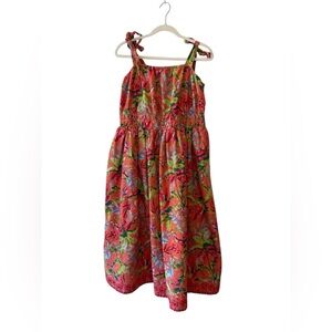 Land’s End Women’s Size XL 18 Floral Tropical Dress Tie Straps Palms Liner